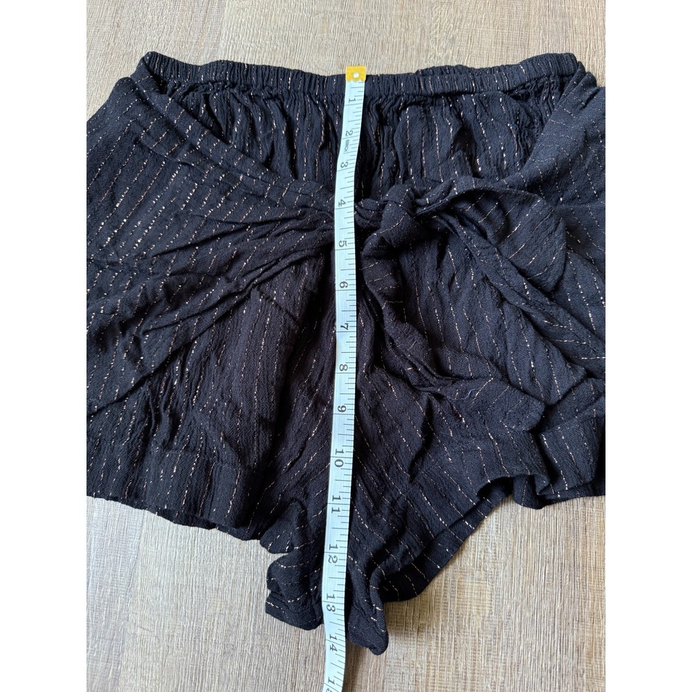 Tori Praver Black Metallic Stripe 2 Pcs Set M Crop Top Shorts Boho Beach Casual - Picture 6 of 16